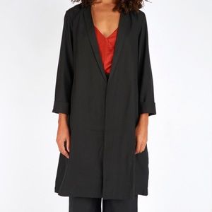 Ali Golden long raw silk notch jacket coat duster in size small